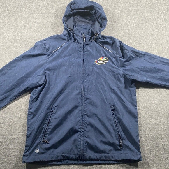 Nascar Stormtech Full-Zip Windbreaker Jacket Mens Medium‎ Blue Vented Wicking - Picture 1 of 13